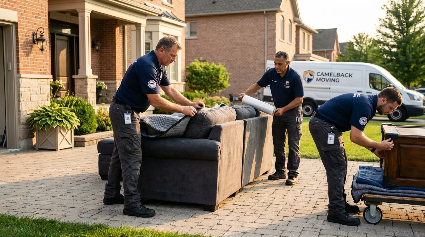 Large estate moving crew wrapping furniture in Bethany Beach, DE