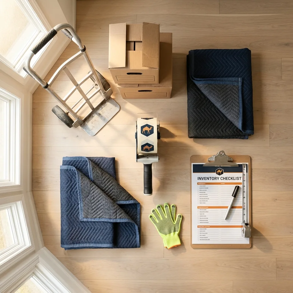 Professional moving supplies and packing materials layout for Bethany Beach residential relocations